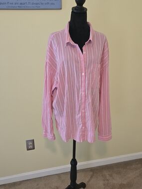 Thread & Supply Pink and White Striped Button-Down Shirt